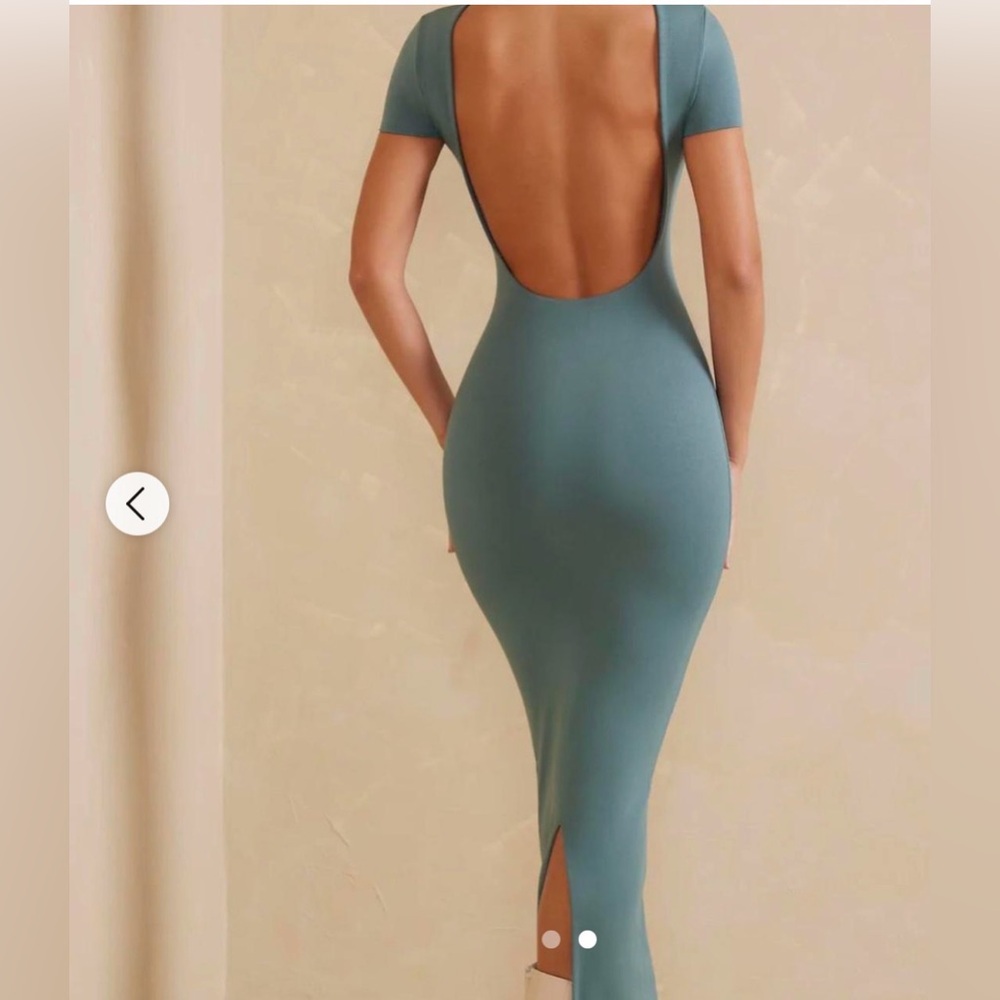 Elegant Teal Backless Dress